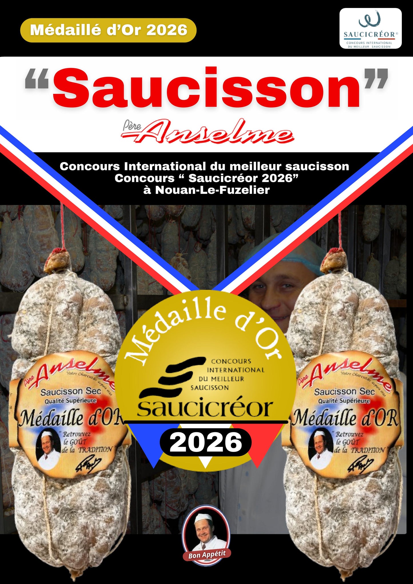Saucisson Sec "Médaillé d'Or 2026, 2003,2002,2000"