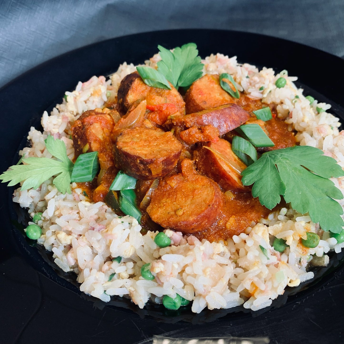 Rougail Saucisse et son Riz Cantonais